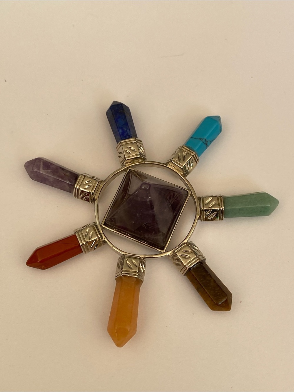 Chakra stone energy generator pyramid multi color